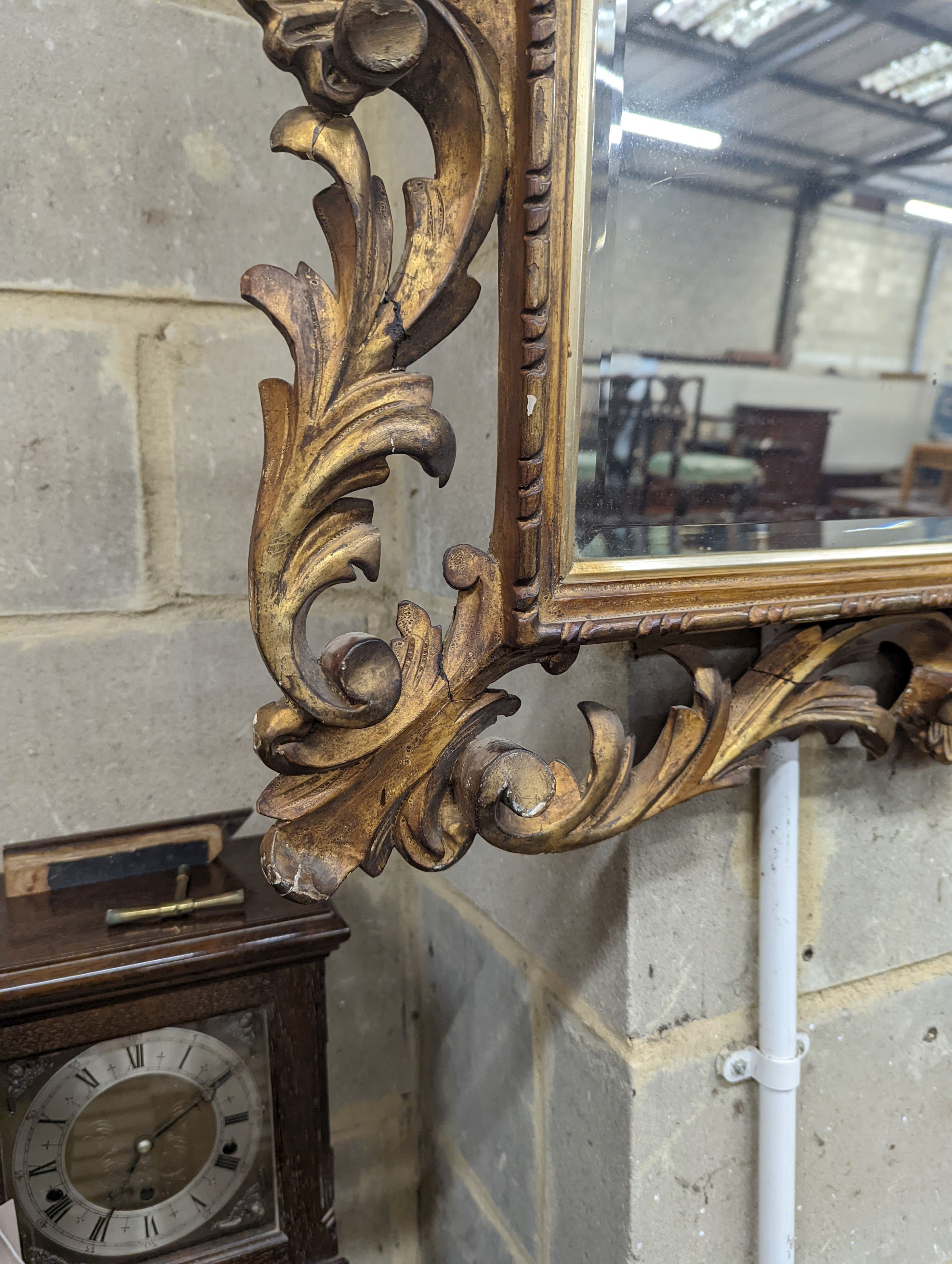 A 19th century Florentine style carved giltwood rectangular wall mirror, width 82cm, height 68cm